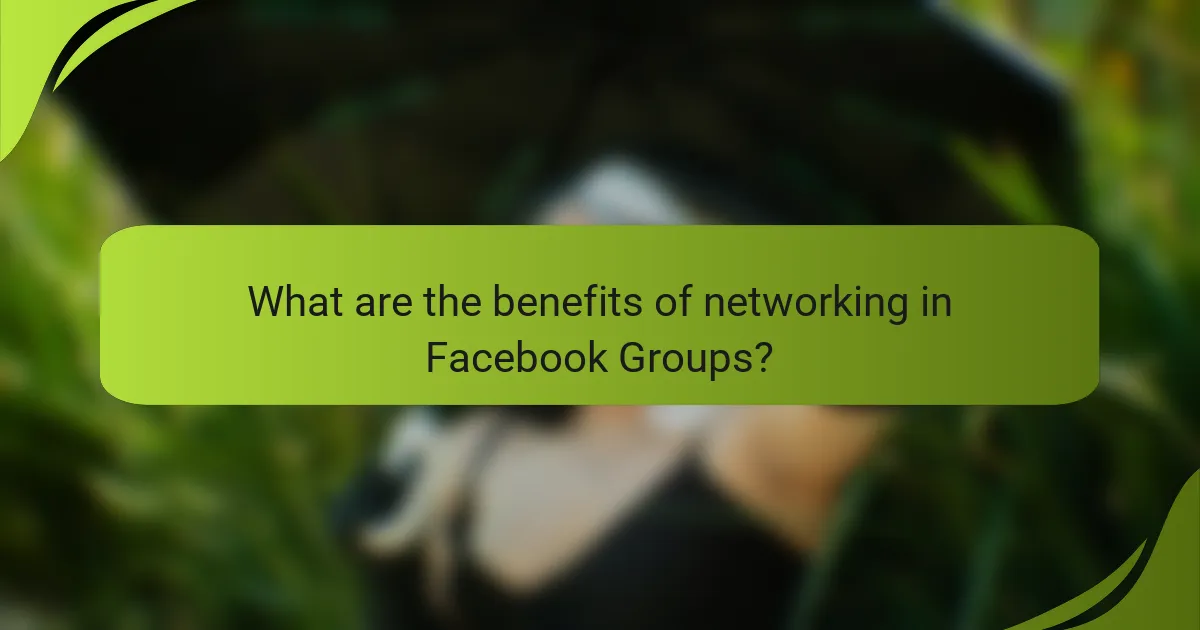 What are the benefits of networking in Facebook Groups?